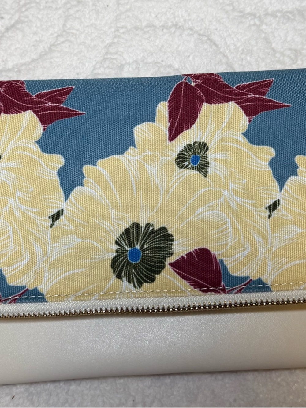 Rachel Pally Floral Canvas Zip Pouch - Teal, Yellow & Burgundy - Picture 9 of 10